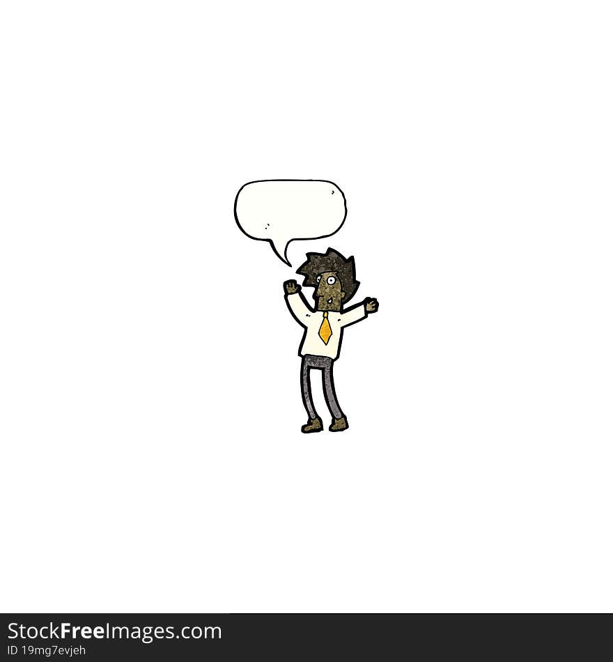 cartoon happy man with speech bubble