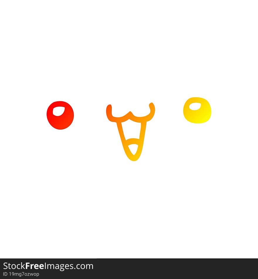 warm gradient line drawing cute happy face cartoon