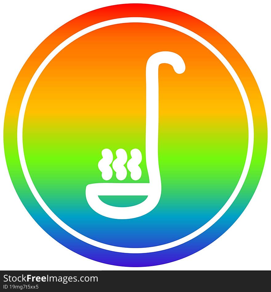 soup ladle circular in rainbow spectrum