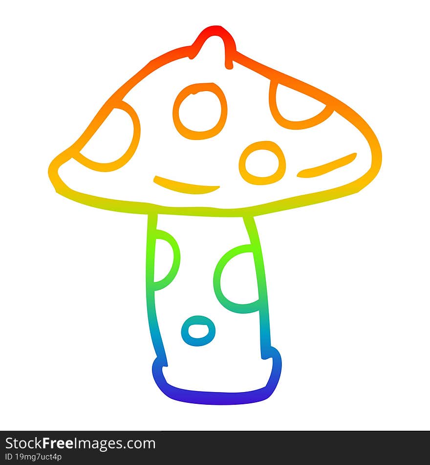 rainbow gradient line drawing cartoon mushroom