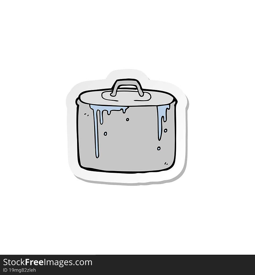 sticker of a cartoon bubbling pan