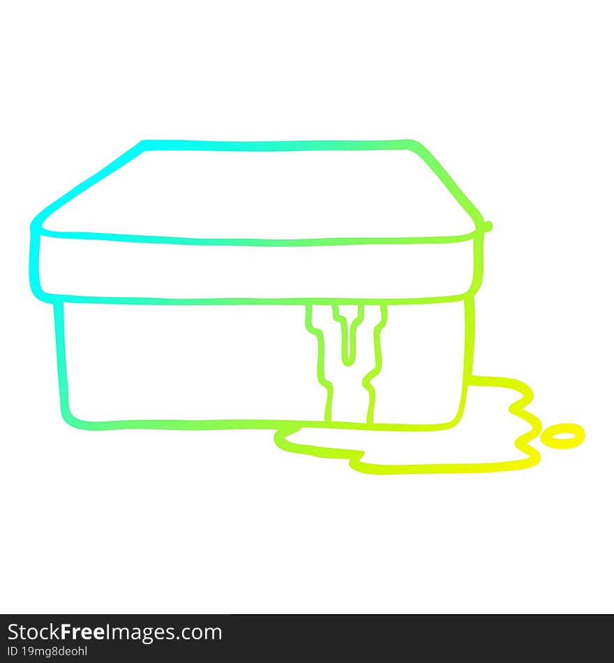 cold gradient line drawing of a cartoon box with slime