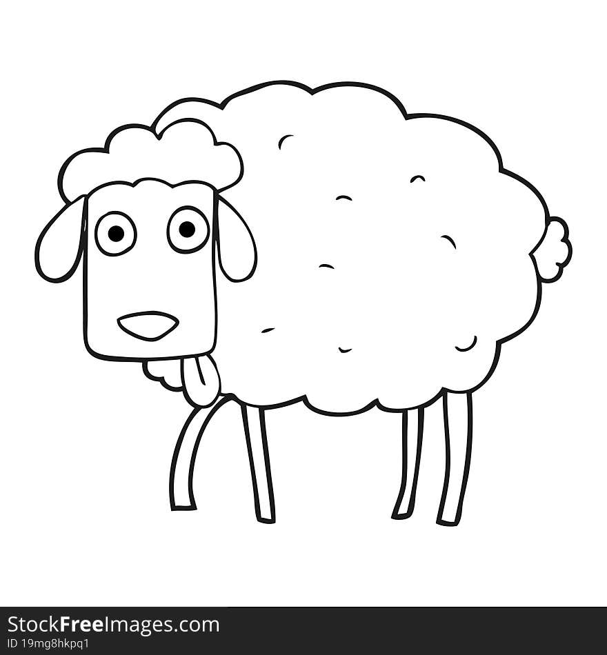 black and white cartoon muddy sheep