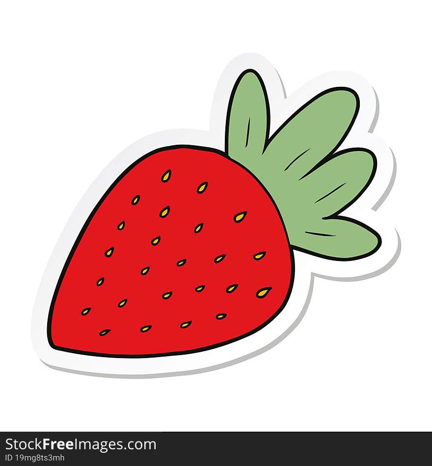 sticker of a cartoon strawberry