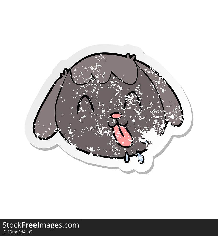 distressed sticker of a cartoon dog face