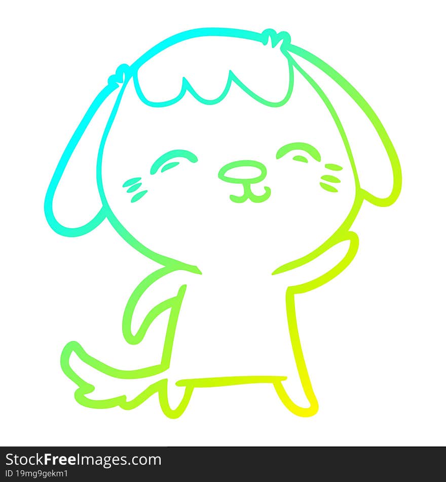 cold gradient line drawing happy cartoon dog