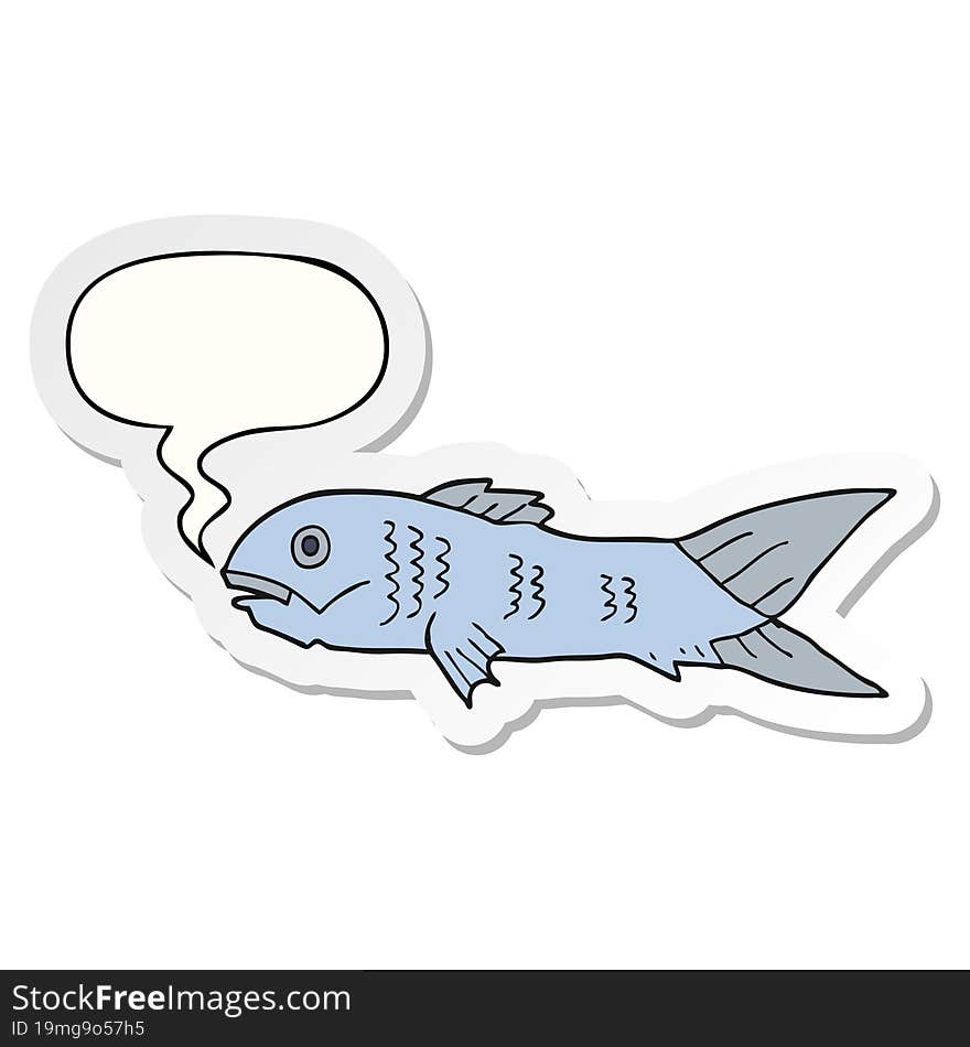 cartoon fish and speech bubble sticker