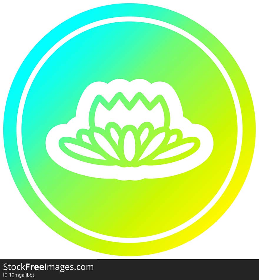 lotus flower circular icon with cool gradient finish. lotus flower circular icon with cool gradient finish