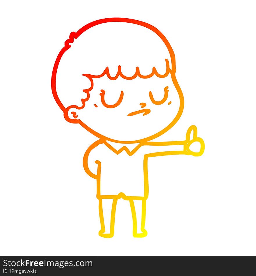 Warm Gradient Line Drawing Cartoon Grumpy Boy