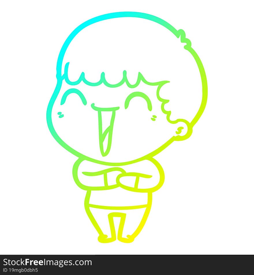 Cold Gradient Line Drawing Cartoon Happy Man