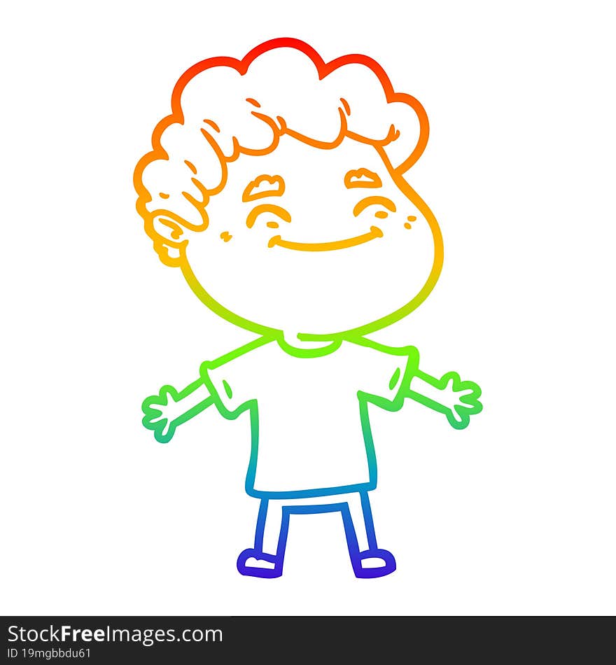 rainbow gradient line drawing cartoon friendly man