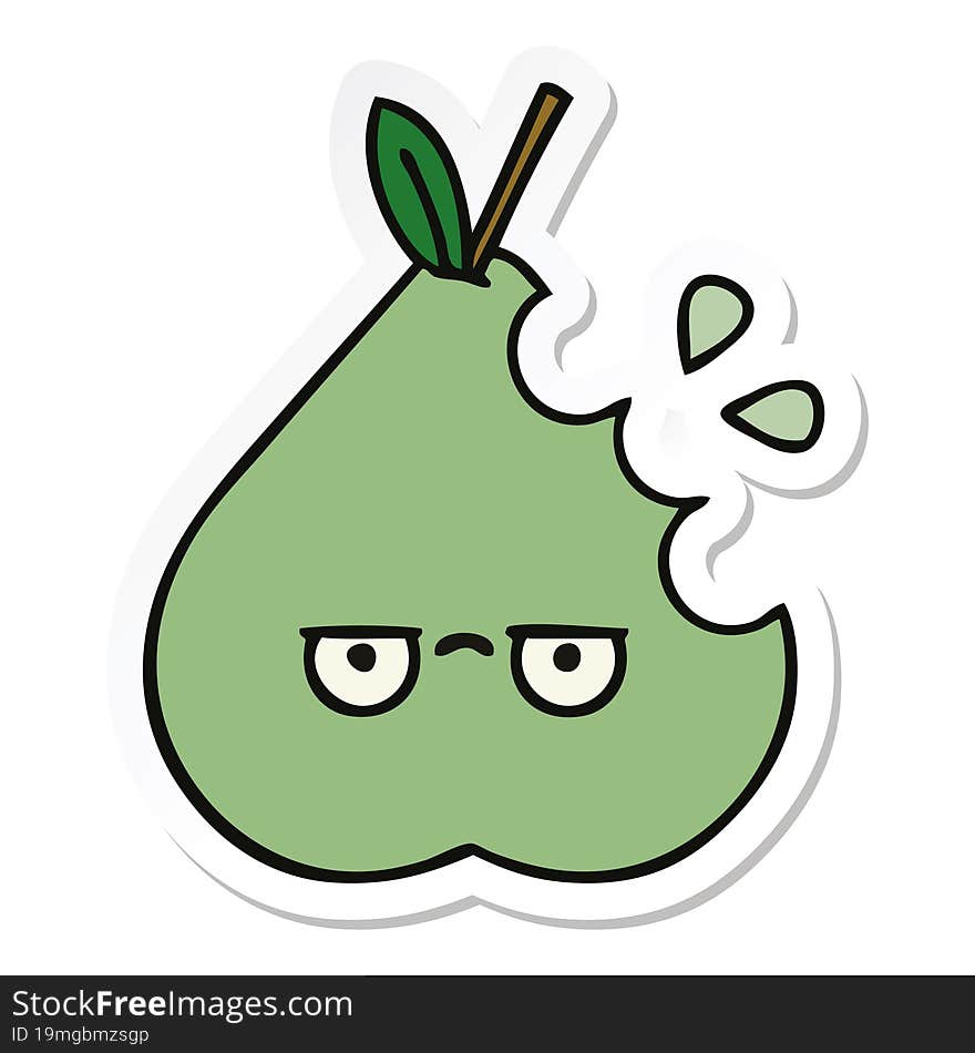 sticker of a cute cartoon green pear