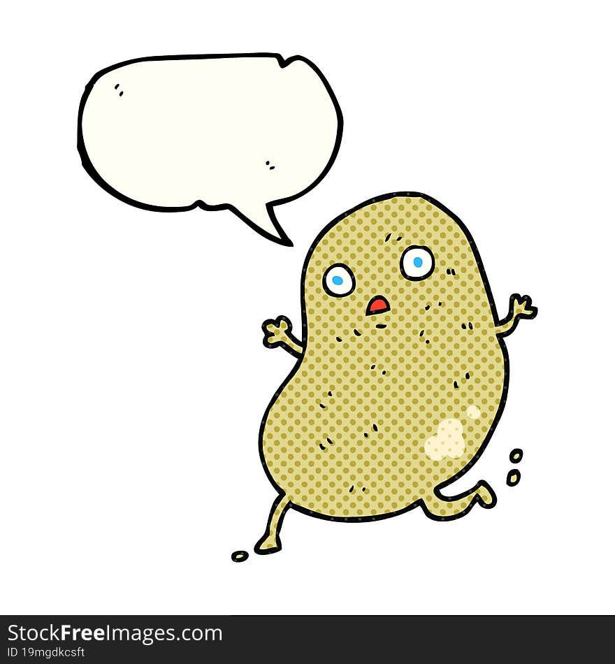 Comic Book Speech Bubble Cartoon Potato Running