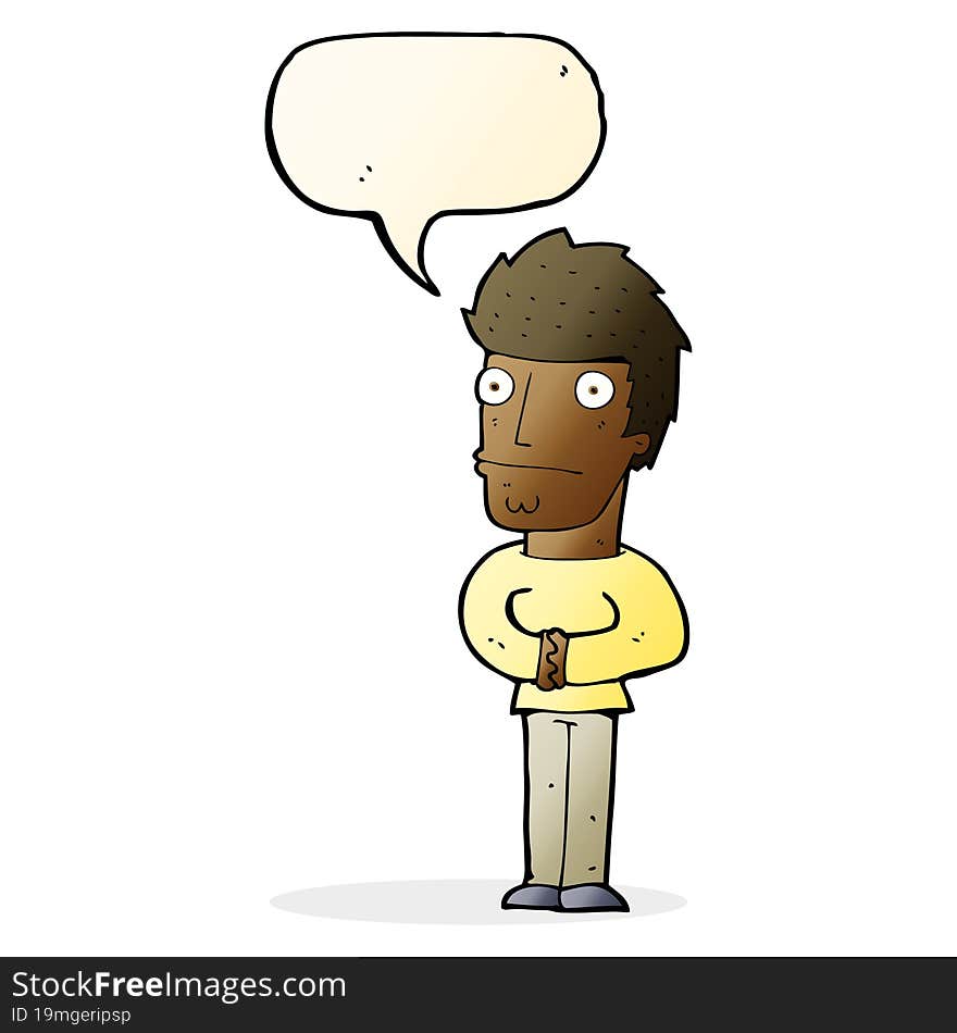 cartoon worried man with speech bubble