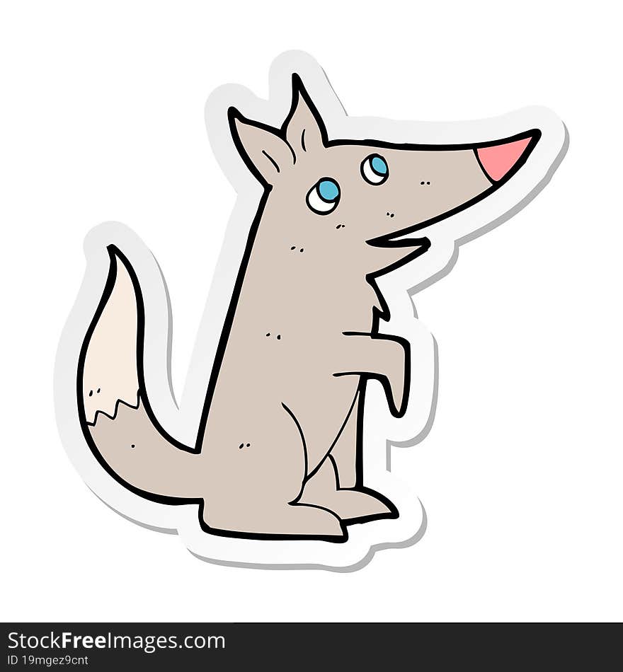 sticker of a cartoon wolf cub