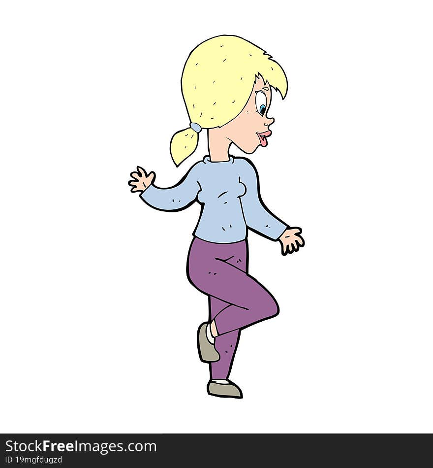 cartoon woman waving