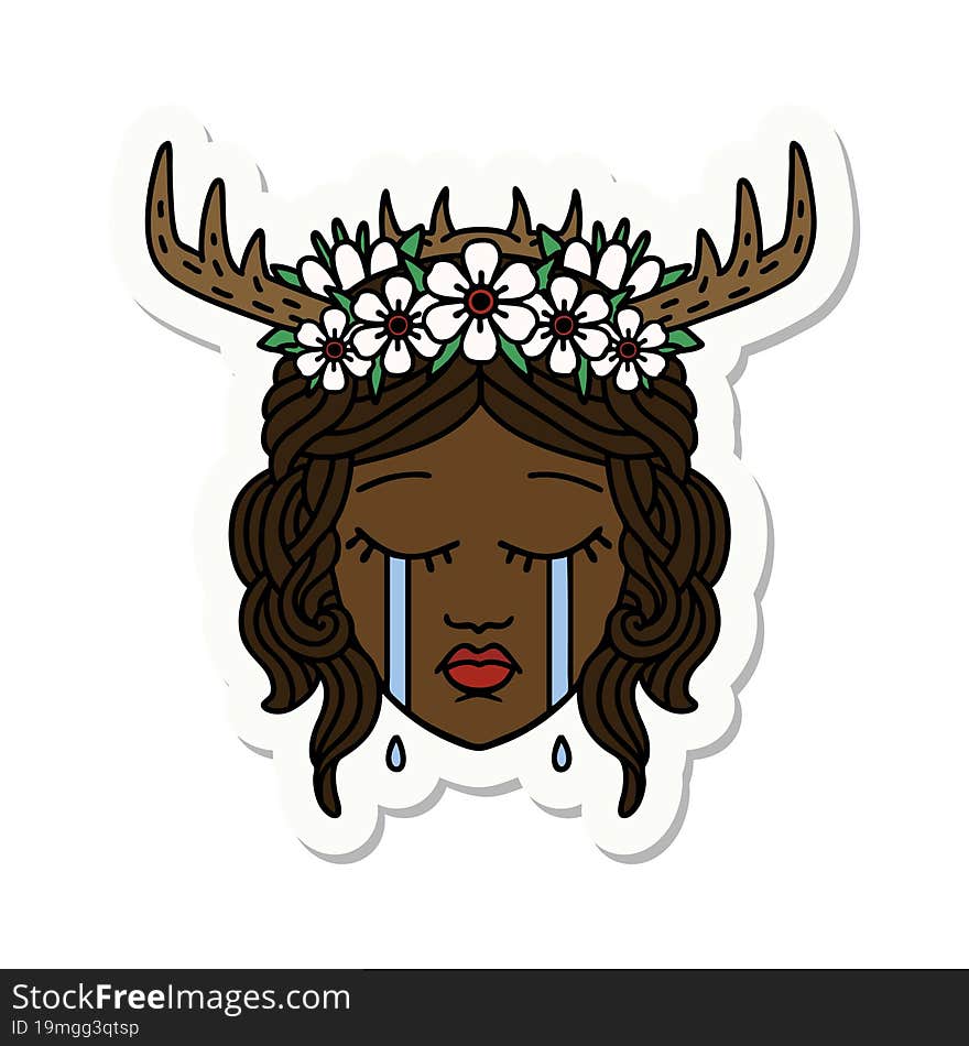 crying human druid sticker