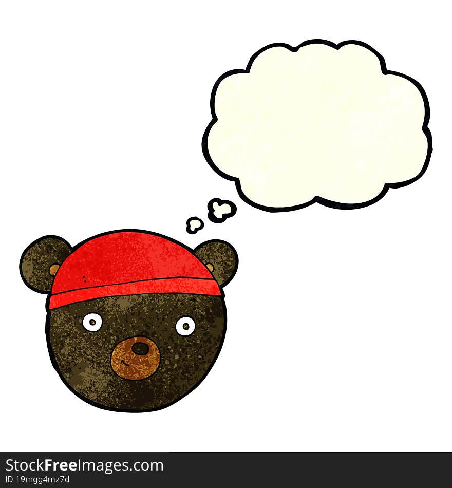 cartoon black bear face with thought bubble