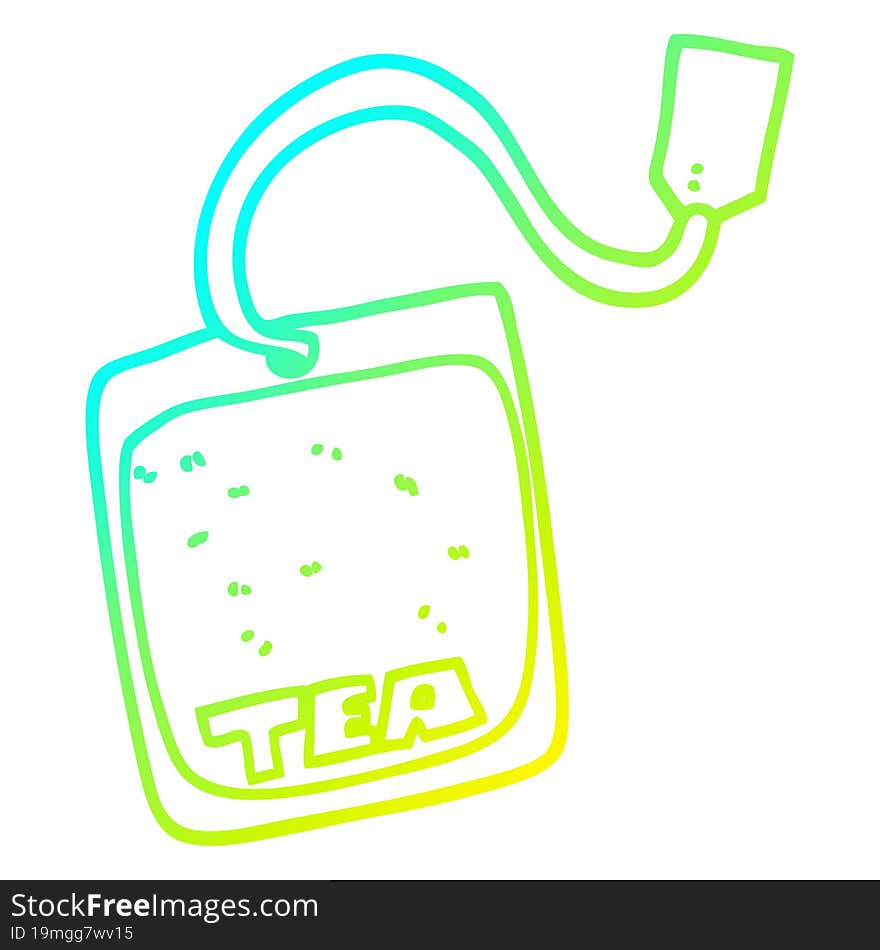 cold gradient line drawing cartoon tea bag