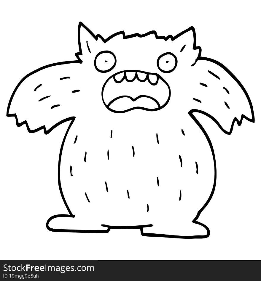 Black And White Cartoon Yeti Monster