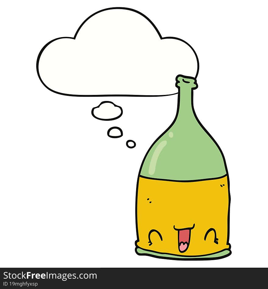 cartoon wine bottle and thought bubble