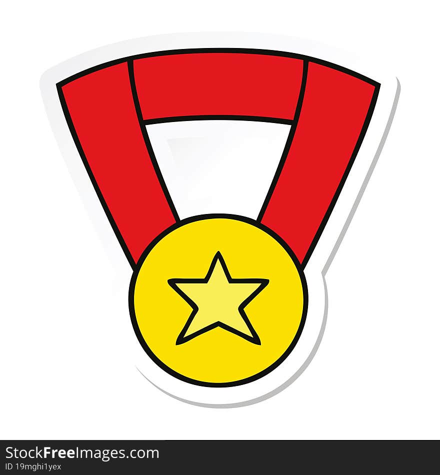 Sticker Of A Cute Cartoon Gold Medal