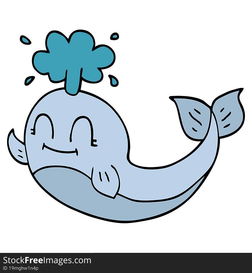 cartoon doodle of a happy whale