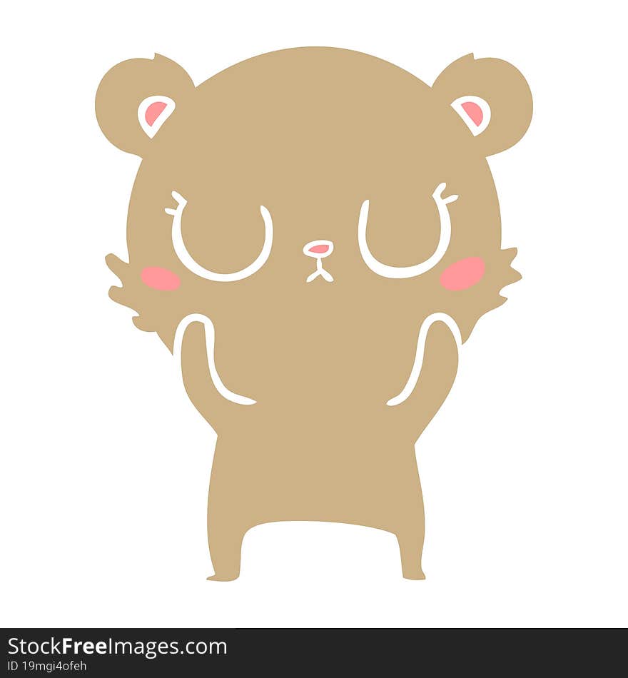 peaceful flat color style cartoon bear