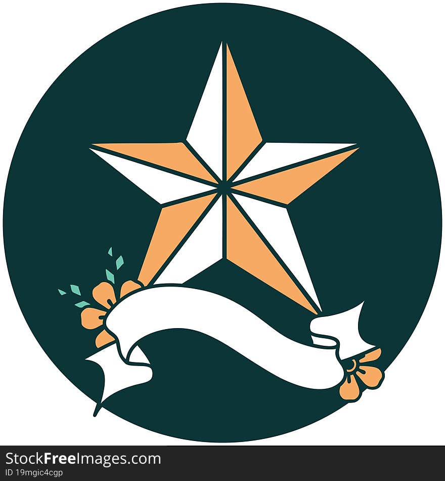 icon with banner of a star