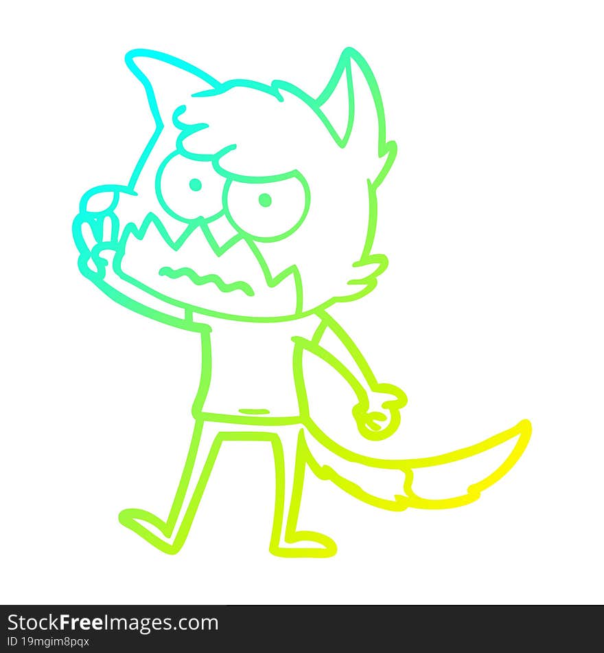 cold gradient line drawing cartoon annoyed fox