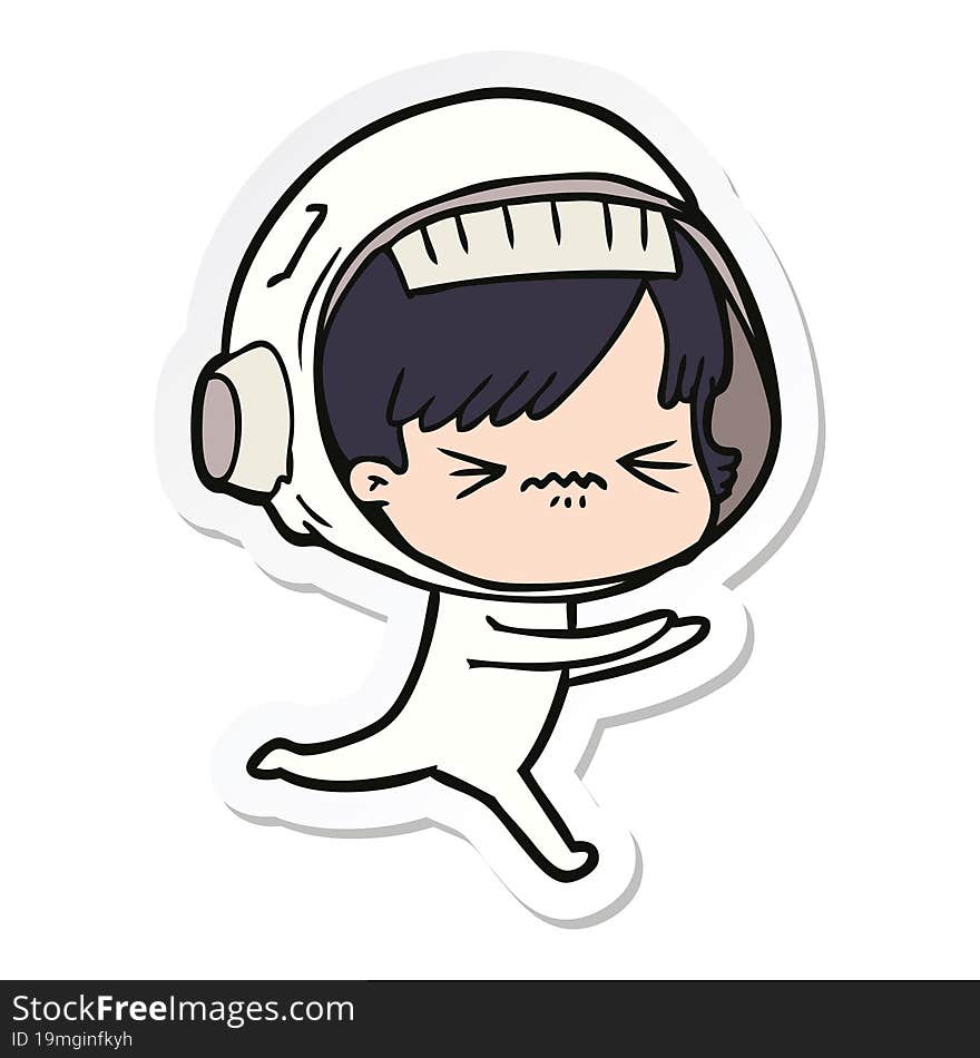 sticker of a cartoon astronaut woman