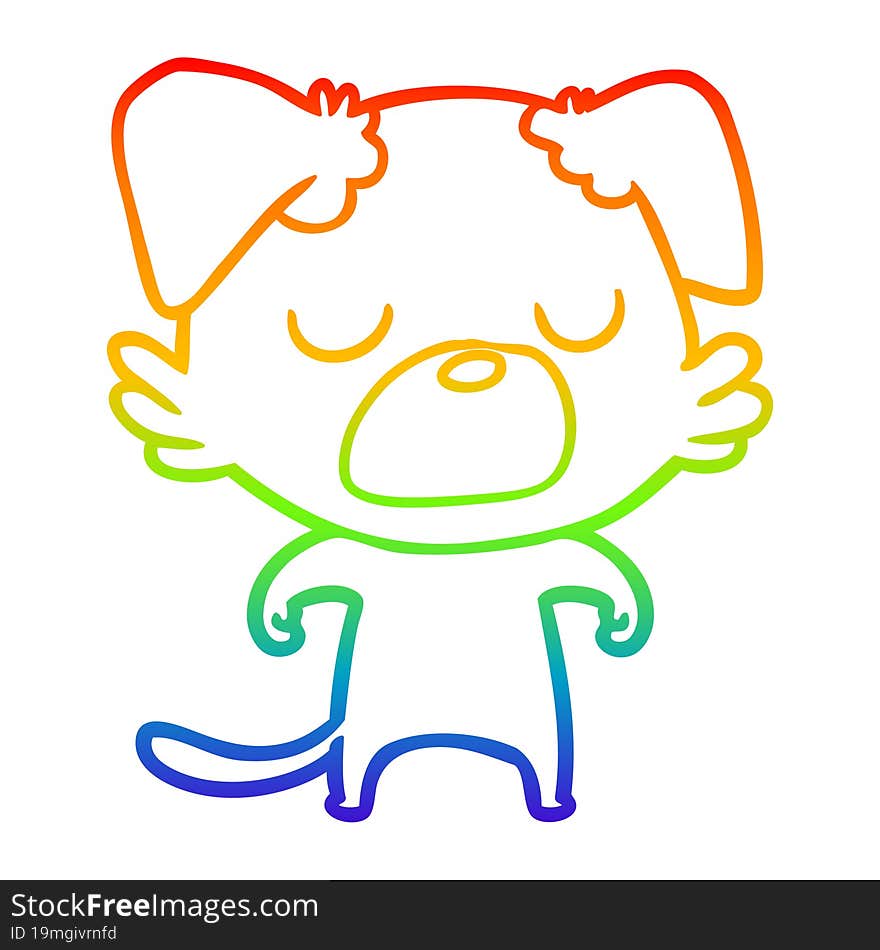 Rainbow Gradient Line Drawing Cartoon Dog