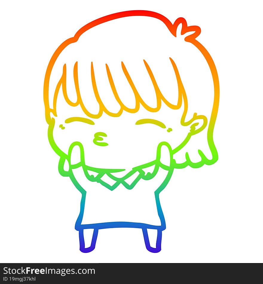 rainbow gradient line drawing of a cartoon woman