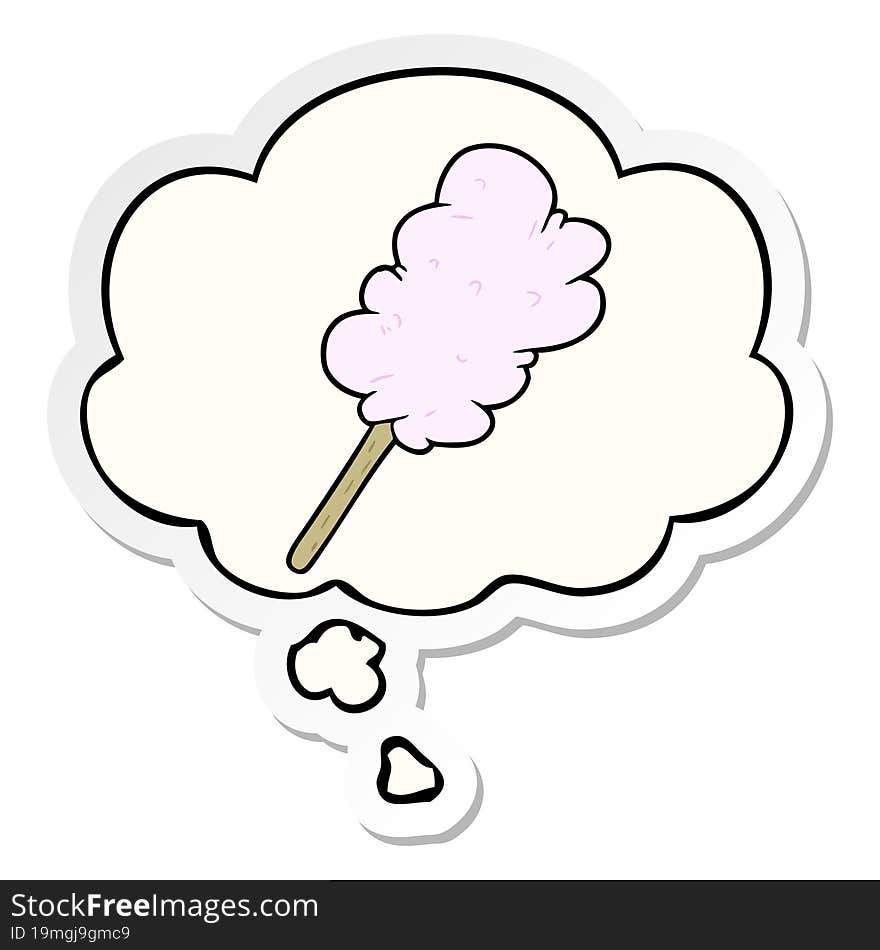 cartoon candy floss and thought bubble as a printed sticker