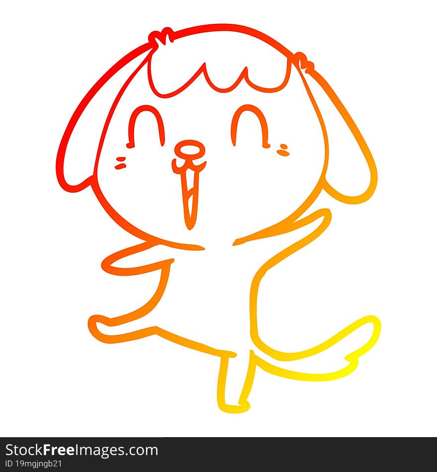 warm gradient line drawing happy cartoon dog