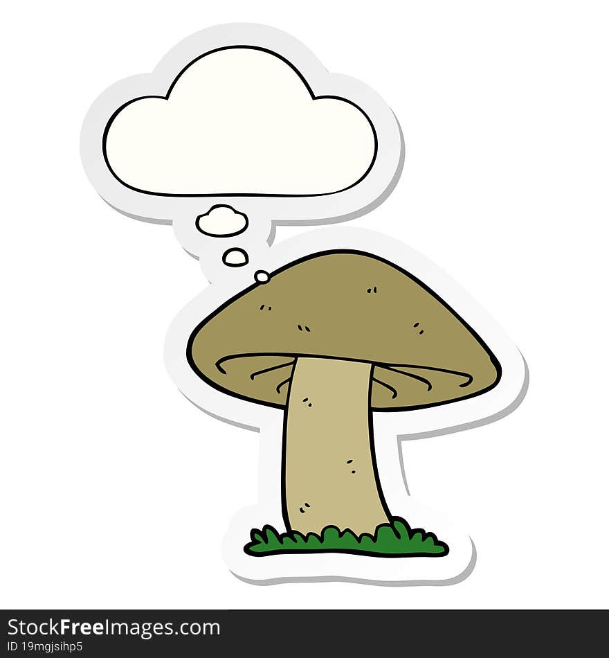 cartoon mushroom and thought bubble as a printed sticker