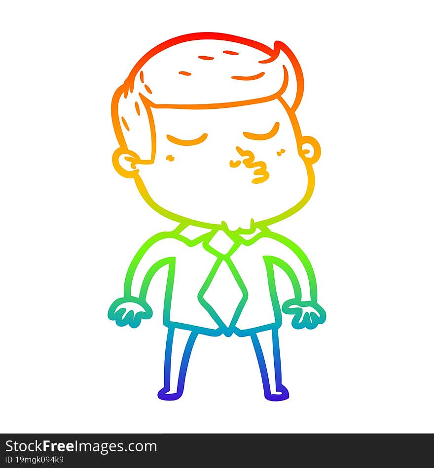 rainbow gradient line drawing of a cartoon model guy pouting