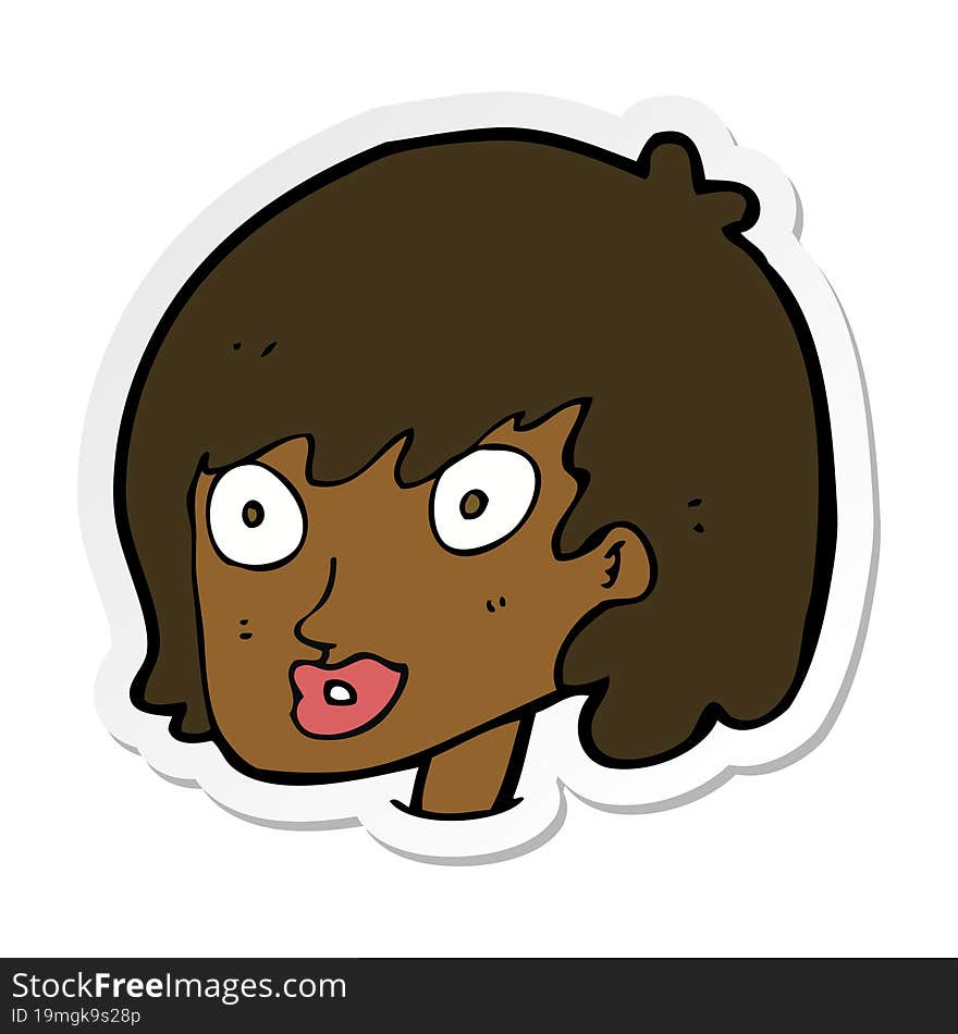 Sticker Of A Cartoon Happy Female Face