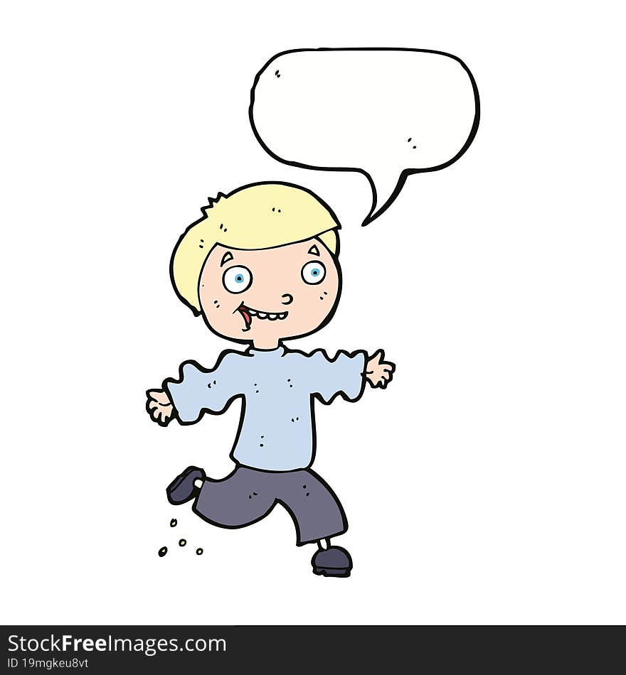 cartoon excited boy with speech bubble