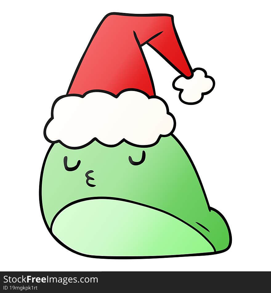 hand drawn christmas gradient cartoon of kawaii slug