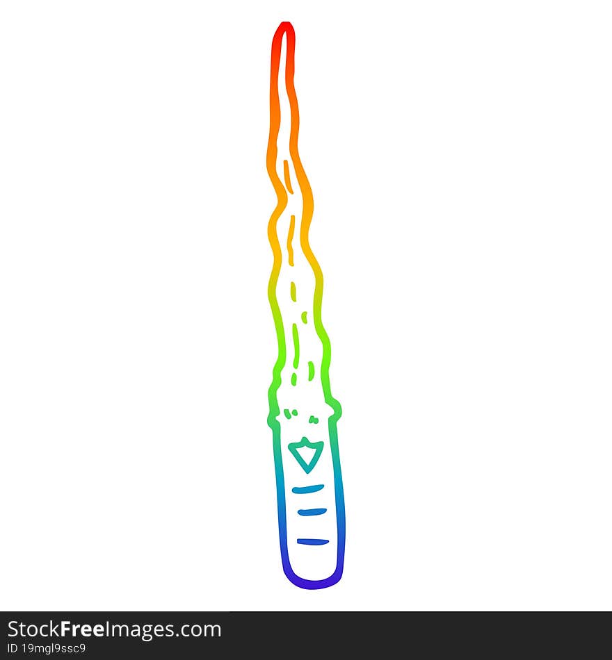 rainbow gradient line drawing cartoon magic wand