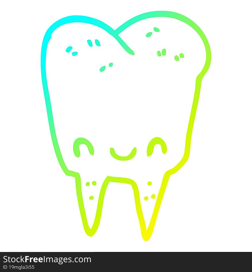 cold gradient line drawing cartoon tooth