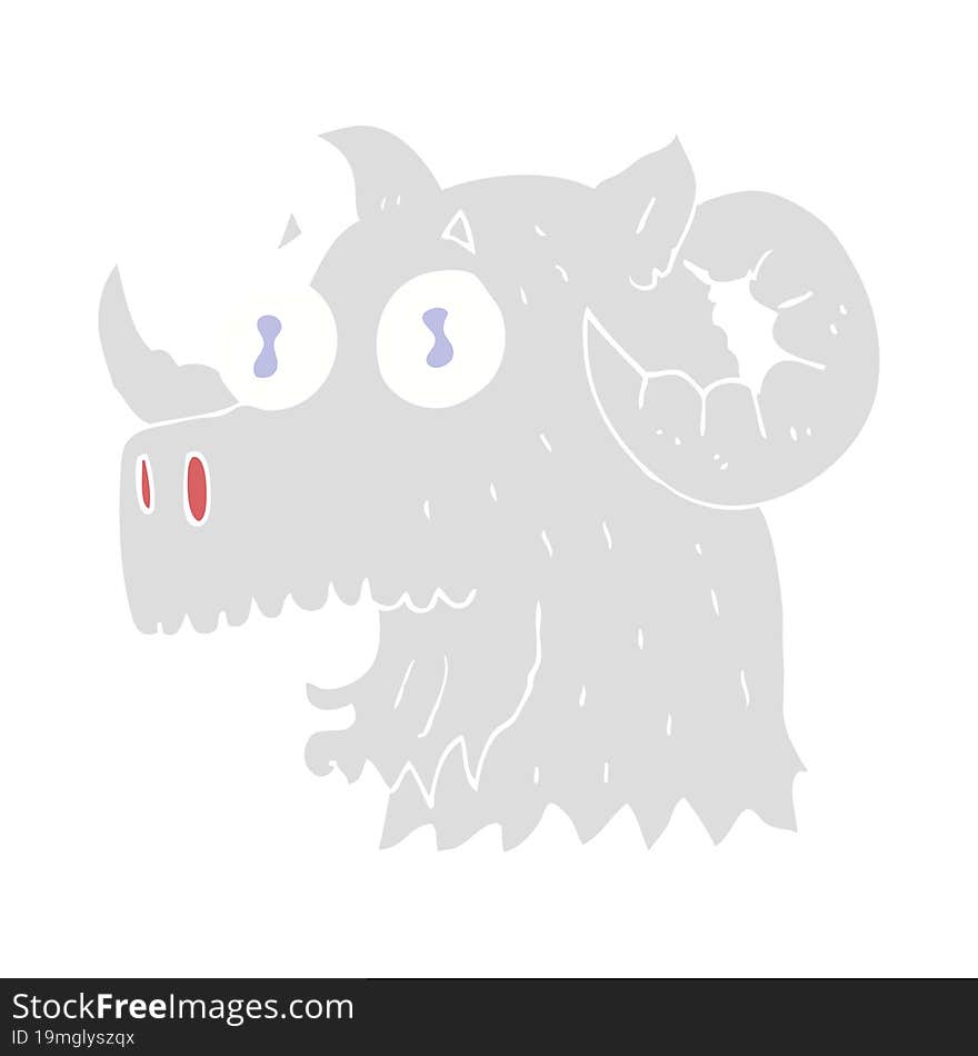 flat color illustration of a cartoon ram head