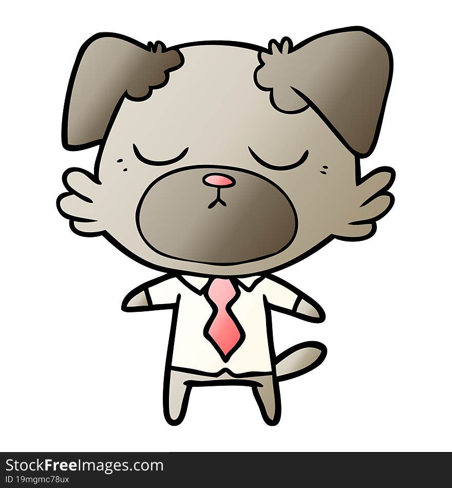 cute cartoon dog wearing office shirt. cute cartoon dog wearing office shirt