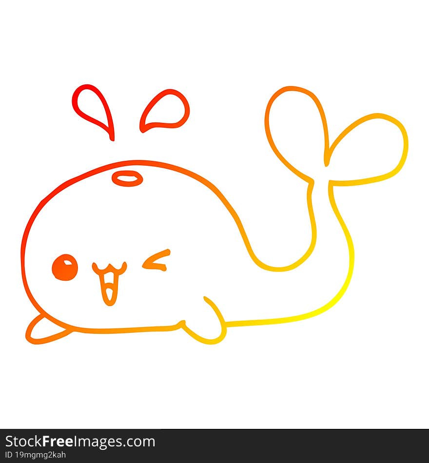 warm gradient line drawing cartoon whale