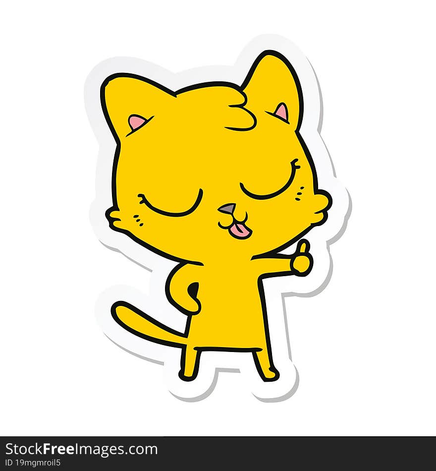 sticker of a happy cartoon cat