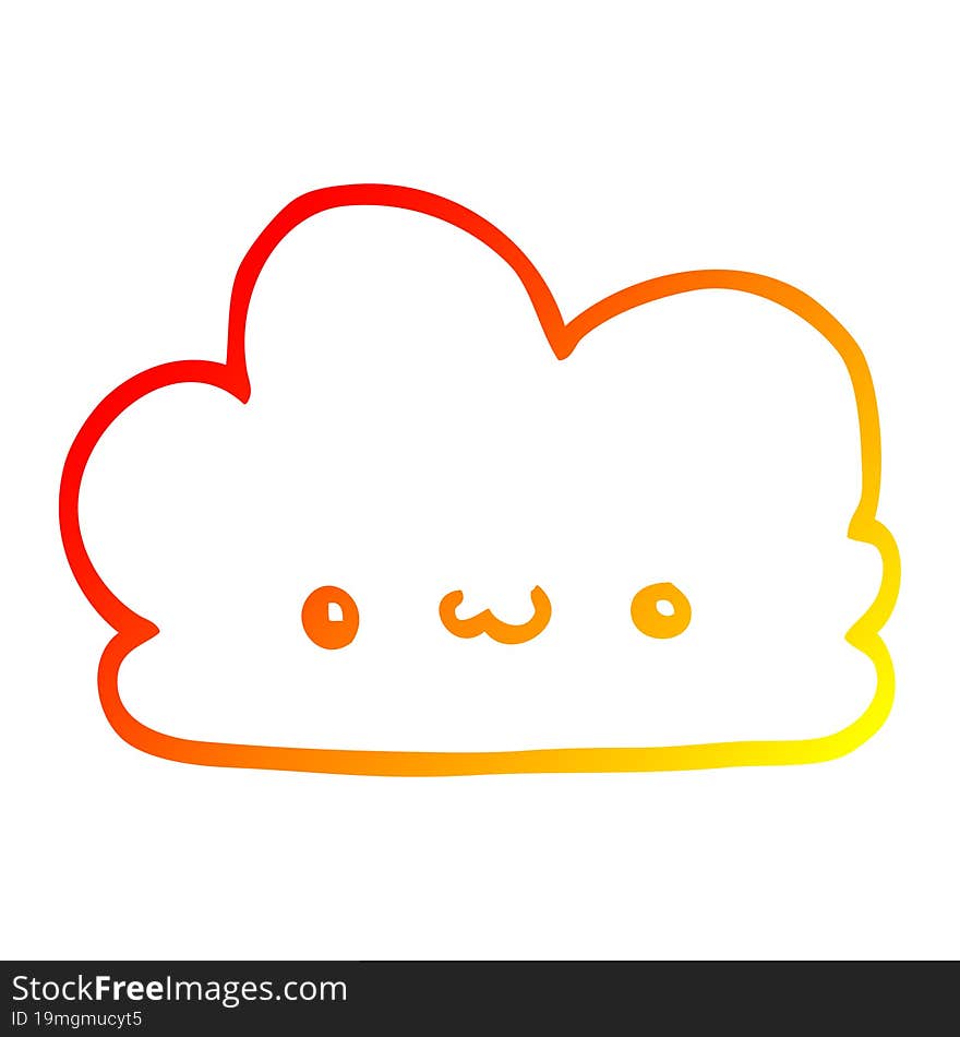 warm gradient line drawing cute cartoon cloud