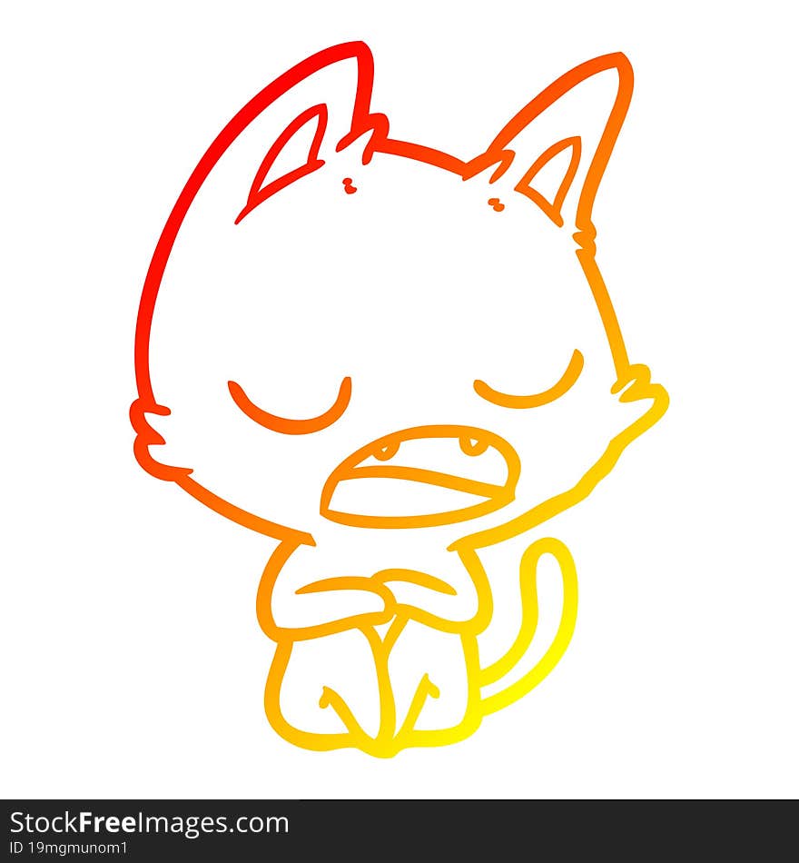 warm gradient line drawing talking cat cartoon