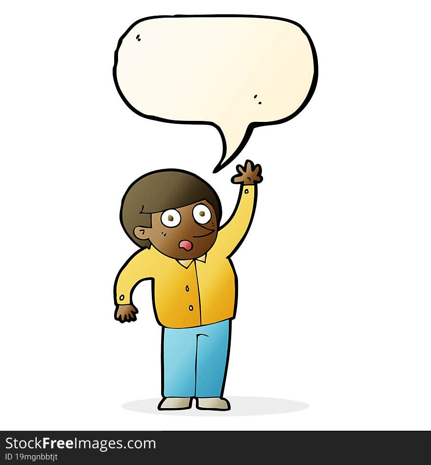 Cartoon Man Asking Question With Speech Bubble