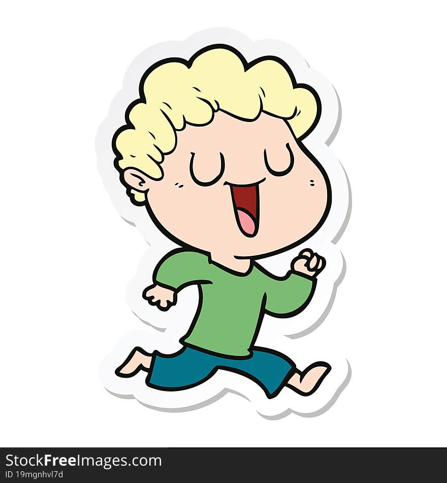 sticker of a laughing cartoon man